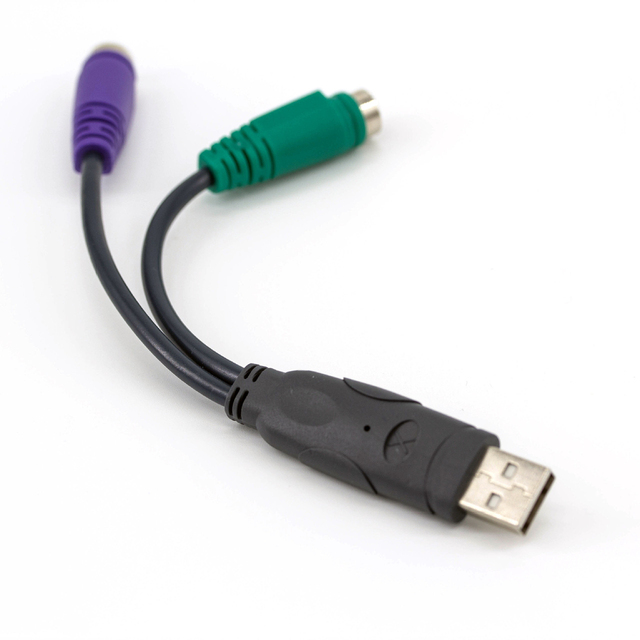 High Quality USB to PS2 Cable 1 USB Male to 2 PS2 Female Mouse Keyboard Adapter with Chip