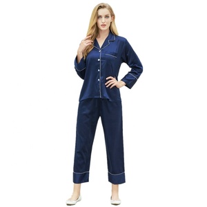 Pajama Set <strong>Long</strong> Sleeve New Design Satin Pajamas Silk Women Sleepwear Sets Satin <strong>Nighty</strong> - Product Image 4
