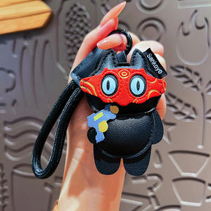 CHENXI Design créatif Chat de dessin animé en cuir PU, Pendentif de sac, Petits accessoires, Porte-clés haut de gamme, Chaîne de suspension mignonne pour sac à dos de couple - Product Image 4