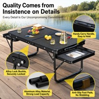 Table pliante réglable en hauteur avec dessus et panneaux latéraux en maille, table de camping pour le camping, la pêche, la plage, le jardin, la terrasse