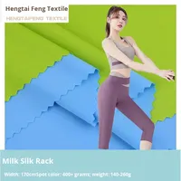 Tissu jersey extensible 4 directions enduit PU, respirant, en soie de lait, anti-humidité, pour vêtements de yoga et doublures, directement de l'usine