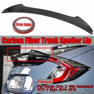 Alerón trasero de fibra de carbono real para maletero de coche, estilo DTO V para Honda Civic X 10th Hatchback 2016-2019. - Product Image 1