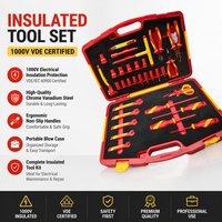 Ensemble d'outils isolés professionnels 31 pièces, kit d'outils d'électricien en acier avec sac de transport pour réparation et entretien électriques