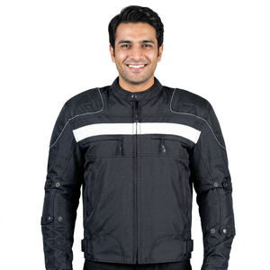 Men's Cotton <b>Canvas</b> Motorbike <b>Jacket</b> Outdoor Cycling Motocross Autumn Windproof Stand Collar Front Logo Protective Equipment - Product Image 1