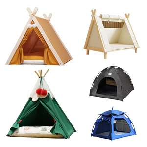 Tente-cave pliable en coton et lin pour animaux de compagnie, lit pour chien et chat, <span class=keywords><strong>tipi</strong></span> pour animaux de compagnie <span class=keywords><strong>avec</strong></span> coussin pour chiens et chats - Product Image 2
