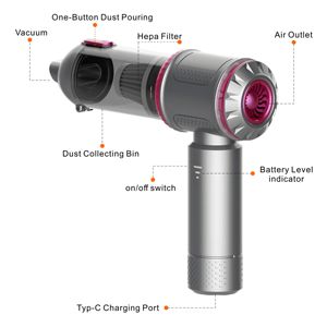 Aspirateur de voiture sans fil 3 en 1 puissant alimenté par batterie avec une aspiration de 6kPa et un <span class=keywords><strong>mini</strong></span> design de flux d'air de 42 m/H pour les voitures - Product Image 2