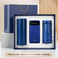 Gobelet isotherme à double paroi, parapluie pliable anti-UV, batterie externe portable 10000 mAh, kit de transport quotidien 3 en 1