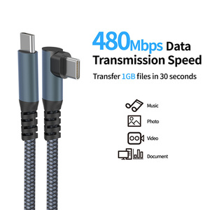 Câble USB C vers USB C de 10 pieds de long, 100 W, angle droit, câble de charge rapide USB C pour MacBook Pro/Air iPad Pro/Mini/Air <span class=keywords><strong>Samsung</strong></span> <span class=keywords><strong>Galax</strong></span> - Product Image 5