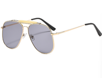 Lunettes de soleil surdimensionnées en métal Bettega pour hommes et femmes, élégantes, protection solaire, double pont