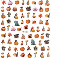 Autocollants d'art pour ongles en papier fin imperméables pour Halloween, motifs mignons de fantômes, citrouilles, chauves-souris, chats, crânes 3D, auto-adhésifs, 10 pièces, manucure DIY
