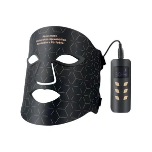 Máscara facial de terapia de luz Led profesional Terapia de luz roja Led negra para 4 colores Máscara facial de terapia de luz roja de silicona