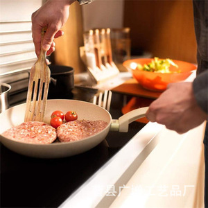 Juego de espátulas de madera para ensalada, utensilios de cocina ecológicos con mango largo para mezclar ensaladas, cuchara de madera maciza, herramientas de cocina - Product Image 3