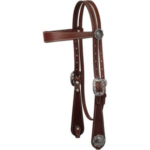 Têtière Western Weaver en Cuir Véritable Marron, Accessoire d'Équitation Style Cowboy - Product Image 1