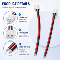 Kabel Konektor Rakitan Kabel Harness JST PH2.0mm 2 Pin Merah Hitam Ujung Berlapis Timah Kustom OEM untuk PCB LED