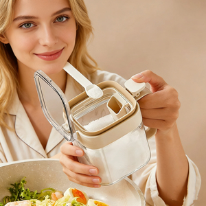 Wholesale <b>Square</b> Camping Glass Seasoning Storage Set with Detachable Lid Portable & Eco-Friendly Kitchen <b>Spice</b> <b>Containers</b> - Product Image 1