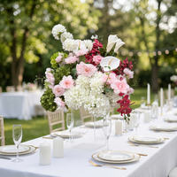 Composition florale de mariage rose et blanche très populaire, chemin de fleurs artificielles en soie pour allée de mariage et décoration d'entrée