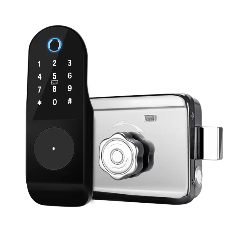 Wifi Smart Home TTlock App Control Metal Door Lock Waterproof Digital handless Password Gate Rim Latch Lock
