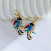 Boucles d'oreilles pendantes en émail plaqué or à la mode Boucles d'oreilles en acier inoxydable Zircon Bee Bird