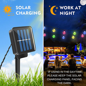 Giáng sinh toàn cầu chuỗi đèn ngoài trời 23ft 50LED không thấm nước 8 chế độ Quả cầu pha lê LED đèn đầy sao năng lượng mặt trời vườn ánh sáng - Product Image 6