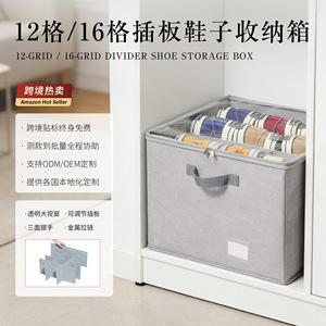 Fabric Storage Box Rectangle With Lid And Handles For Shoe Organizer Standing Type Solid Color - Product Image 3