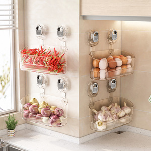 Étagère de rangement murale en plastique à un niveau, style luxe léger, sans perçage, avec <span class=keywords><strong>ventouse</strong></span> technique par injection pour cuisine et salle de bain - Product Image 2