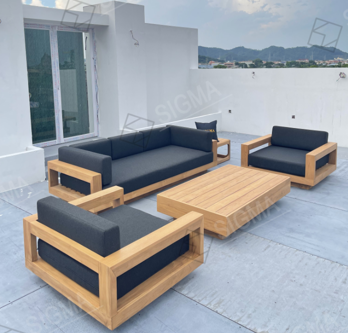 Outdoor Furniture Set Garden Sofa Set Furniture Sectional Sofa Teak Wood Patio Furniture Tables Garden Wooden Round Center Table