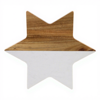 Planche à découper en bois d'acacia et marbre en forme d'étoile, plateau de service bicolore pour fromages, charcuterie, apéritifs et fêtes