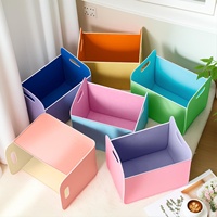 Lot de 6 paniers de rangement rectangulaires en tissu coloré de 14x10 pouces, pliables en feutre avec poignée pour l'organisation du placard et des étagères de chambre