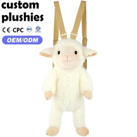 Sac à dos en peluche d'agneau en gros d'usine, sac à dos doux en forme de mouton avec yeux en plastique, cadeau pour enfants