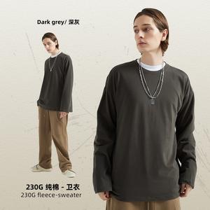 Femmes nouveau 230g épaissi Double <span class=keywords><strong>gaze</strong></span> couleur unie pull T-<span class=keywords><strong>Shirt</strong></span> en vrac <span class=keywords><strong>coton</strong></span> manches longues automne imprimer hommes Style <span class=keywords><strong>de</strong></span> mode - Product Image 6