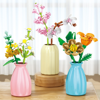 Bloques de Construcción en Forma de Flor, Rompecabezas 3D de Plástico ABS, Mini Bloques de Construcción de Rosas para Niños