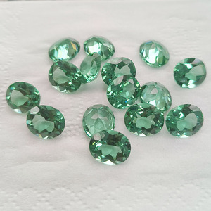 Nano-pierres ovales taillées 10x12mm # Pierre précieuse synthétique Nanosital de couleur émeraude super claire A785, 10x12mm, pour la fabrication de bijoux - Product Image 5