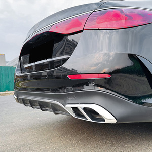 Mercedes-Benz E-Class W214 Exhaust Tailpipe Frame Piano Black Carbon Fiber Texture Electroplated Silver Adhesive Decal - Product Image 2
