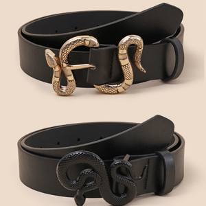 Ceinture Simple en PU pour Femme avec Boucle Serpent Rétro, Tendance en Europe et aux États-Unis - Product Image 1