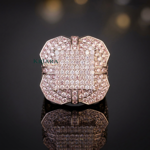 Bague de cocktail en argent 925 pour homme avec pavé de moissanite, bijou de luxe géométrique pour soirée - Product Image 1