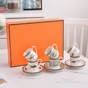 Luxury 6-<b>Cup</b> and <b>Saucer</b> Set Concentrated Bone China Ceramic Eco-Friendly Gift Box for Giveaways - Product Image 6