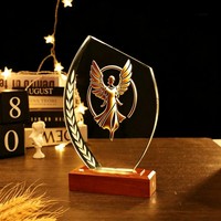 Nouveaux Produits 2026 – Trophée en Cristal Personnalisable DIY avec Base LED – Souvenir et Récompense en Cristal