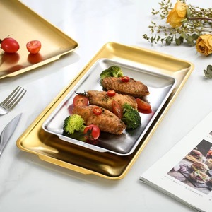 <span class=keywords><strong>Assiette</strong></span> rectangulaire en acier inoxydable 304 doré et argenté, <span class=keywords><strong>assiette</strong></span> à collation vintage, plateau de restaurant, vaisselle de cuisine, assiettes à <span class=keywords><strong>dessert</strong></span> et barbecue - Product Image 5