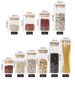 Spice Glazen Potten Met Bamboe Luchtdicht Deksels Voedsel Opslag Containers Voor Thuis Keuken <span class=keywords><strong>Pasta</strong></span>, Koffie, Specerijen, granen, Snoep Leveranciers - Product Image 1