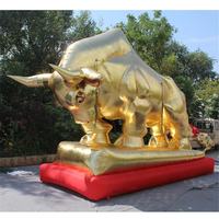Statue de taureau doré gonflable, mascotte promotionnelle pour les événements commerciaux et financiers