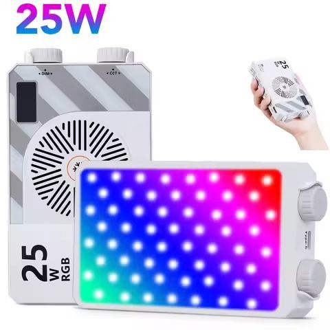 RGB Video Light, 25W Portable LED Camera Light, CRI 95+ 2500K~9000K 8000 Lumens RGB Mini Portable Light,