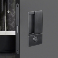 Serrure de porte intérieure d'hôtel moderne avec design plat intégré en zinc, silencieuse et minimaliste, pour porte coulissante de chambre à coucher
