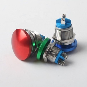 Botón pulsador metálico de 16/19/22 mm, interruptor de acero inoxidable con pasador de tornillo, botón de cabeza de hongo, auto-reinicio, rojo, verde, azul - Product Image 2