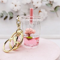Porte-clés en forme de cerisier de dessin animé, porte-clés en pâte à modeler liquide Sakura, porte-clés de voiture, accessoires pour sacs, cadeaux pour enfants