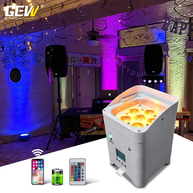 6 x 18 w weißes set kabellos led parallele dose batterie hochlicht waschen licht für disco ktv party hochzeit