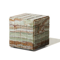 Table d'appoint carrée en marbre onyx, style bloc géométrique, pour l'aménagement intérieur - Collection Dream Home
