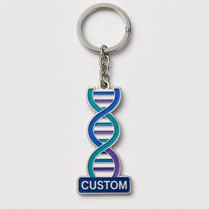 Porte-clés ADN personnalisés en gros de haute qualité, forme double hélice, souvenirs d'activités scientifiques en génétique, porte-clés pour scientifique - Product Image 1