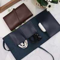 Pochette de rangement électronique en cuir PU, étanche, pour accessoires technologiques, portable, pour voyages, organiseur de câbles