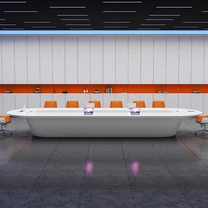 Tavolo da riunione rettangolare per ufficio moderno di lusso grande mobilio allungabile in legno per sale conferenze e consiglio negoziale - Product Image 2