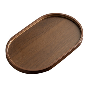 Walnut Colored Oval <b>Tea</b> <b>Tray</b> Wooden Serving <b>Tray</b> For <b>Tea</b> Ceremony And Snacks Household Use Elegant Design - Product Image 5